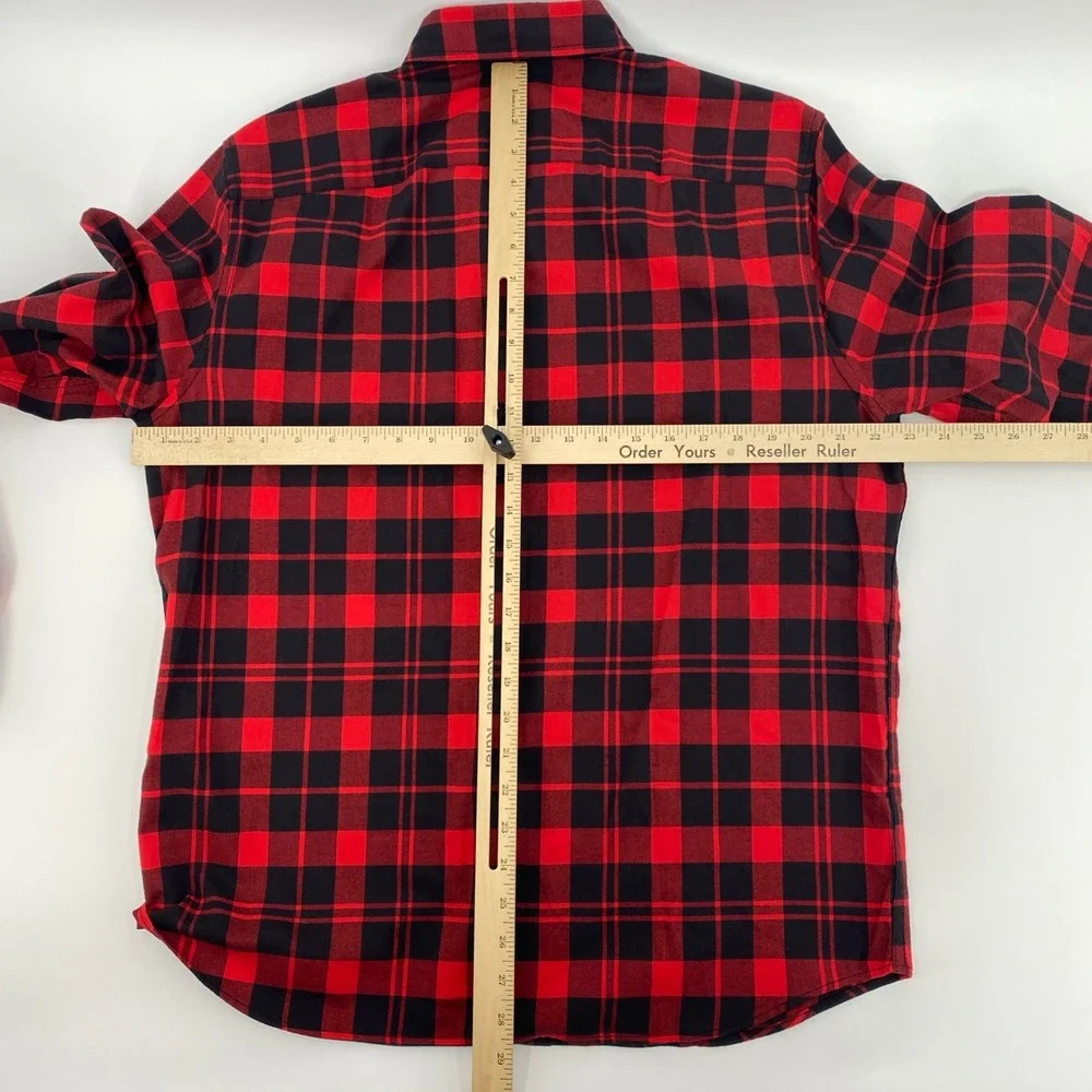NEW Banana Republic Luxe Flannel‎ Shirt Mens Large Buffalo Plaid Untucked Rugged